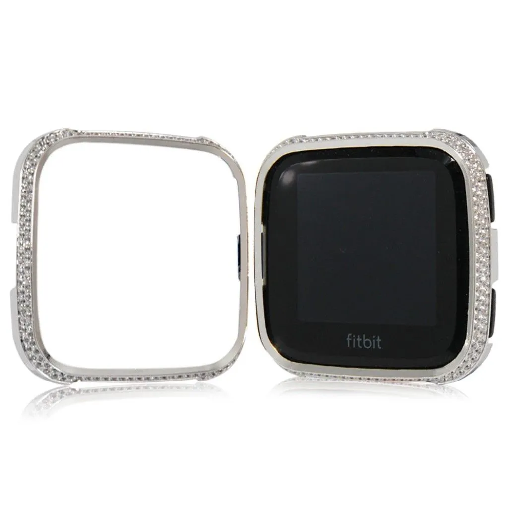 Fitbit Versa rhinestone décor aluminium alloy case - Silver