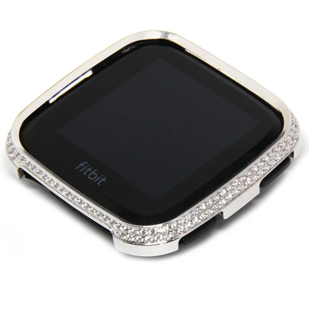Fitbit Versa rhinestone décor aluminium alloy case - Silver