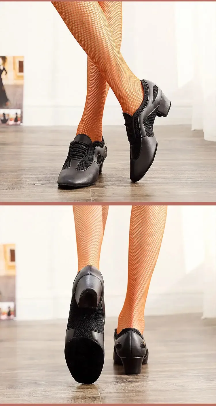 Flex Practice Soft Black Latin Dance Shoes – 1.5'' Heel with Suede Sole