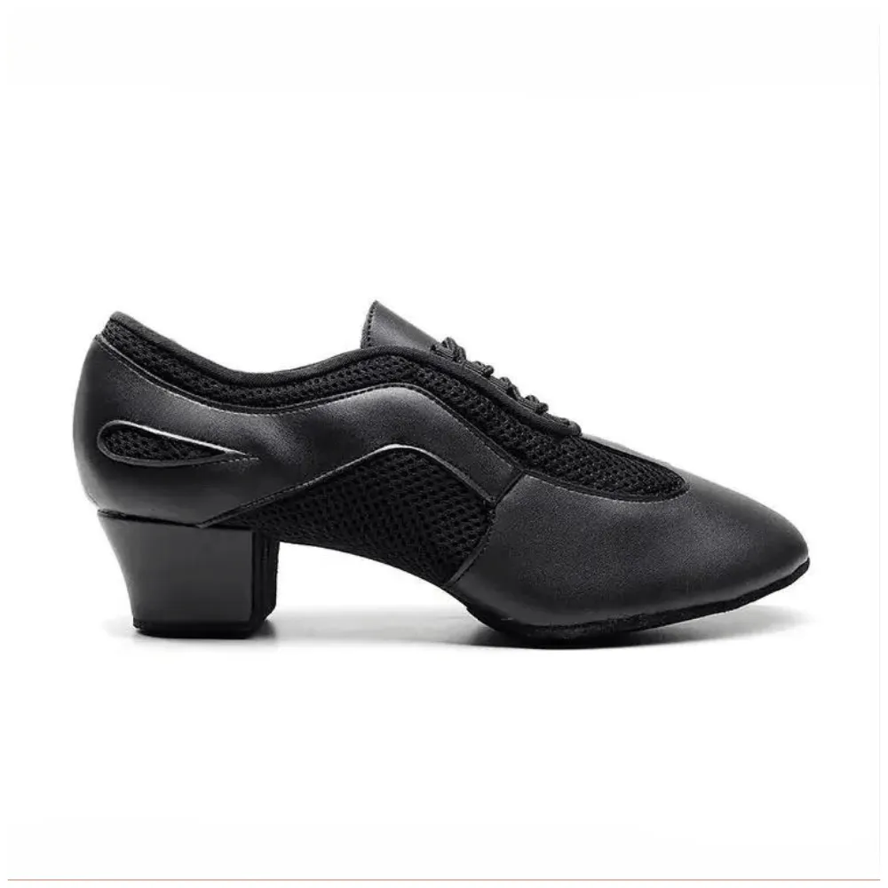 Flex Practice Soft Black Latin Dance Shoes – 1.5'' Heel with Suede Sole