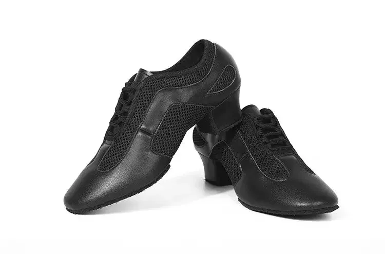 Flex Practice Soft Black Latin Dance Shoes – 1.5'' Heel with Suede Sole