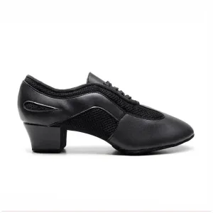 Flex Practice Soft Black Latin Dance Shoes – 1.5'' Heel with Suede Sole