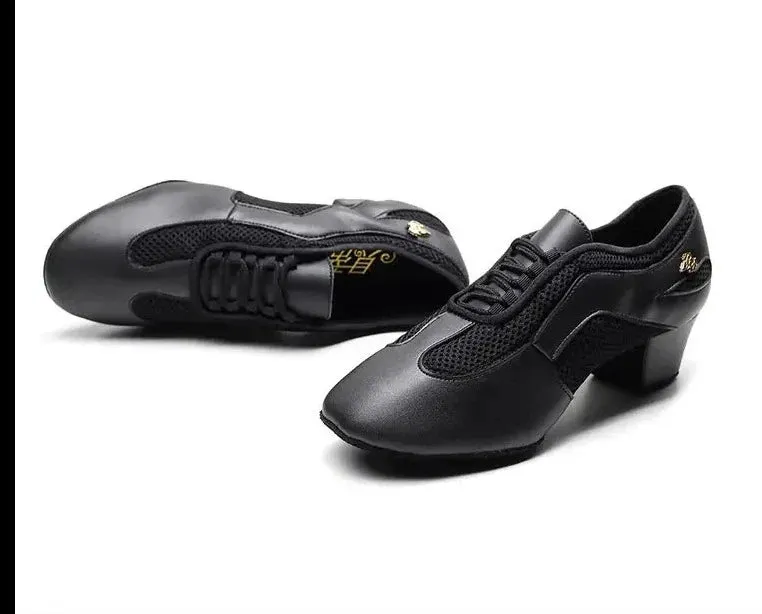 Flex Practice Soft Black Latin Dance Shoes – 1.5'' Heel with Suede Sole