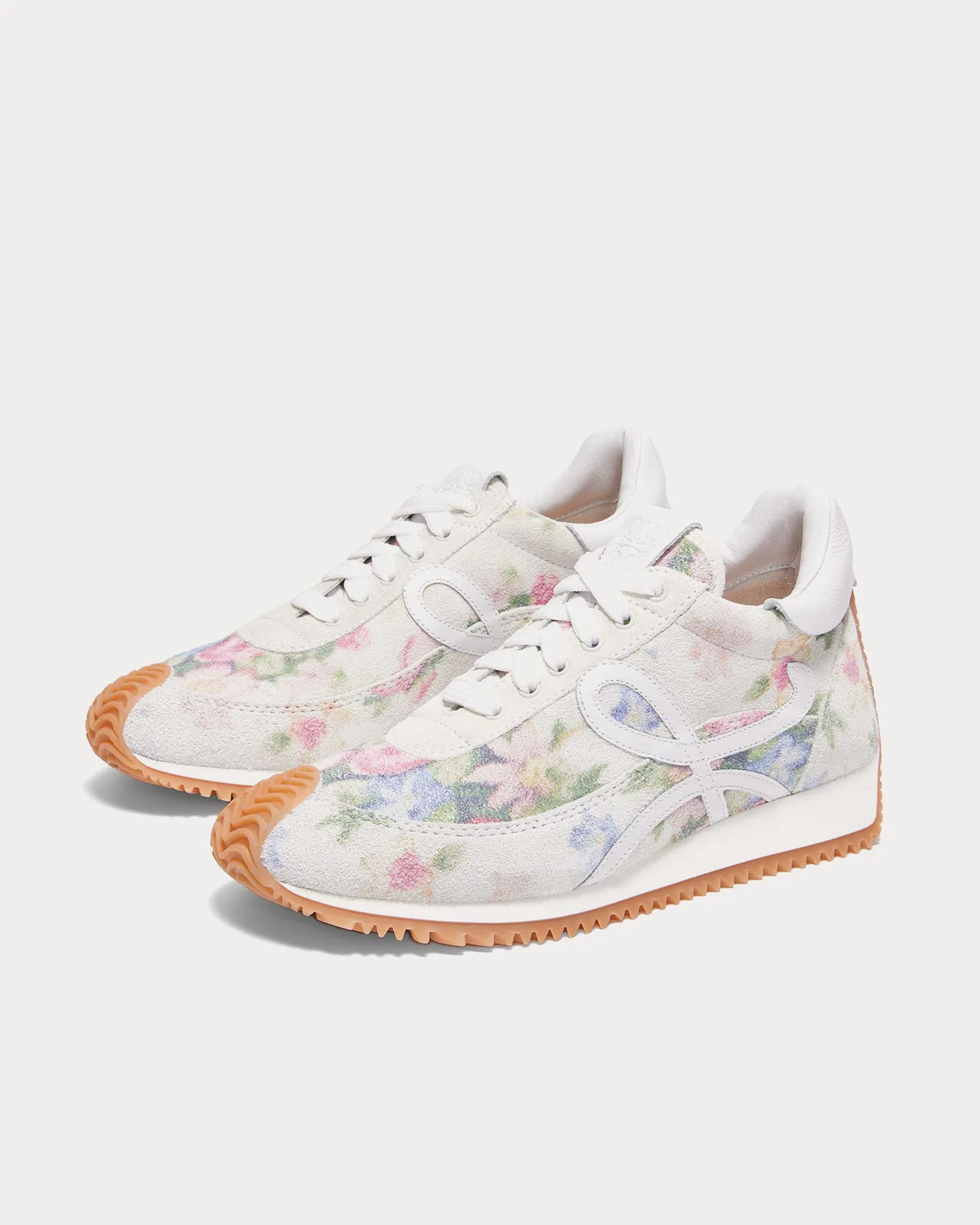 Flow Runner Brushed Suede White / Pink Multi Low Top Sneakers