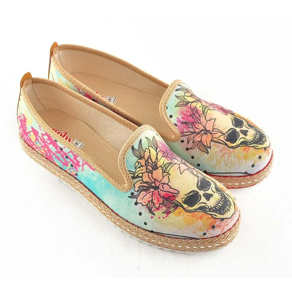 Flowering Skull Slip on Sneakers Shoes HVD1469