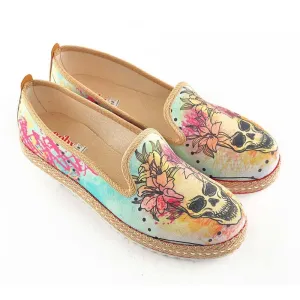 Flowering Skull Slip on Sneakers Shoes HVD1469
