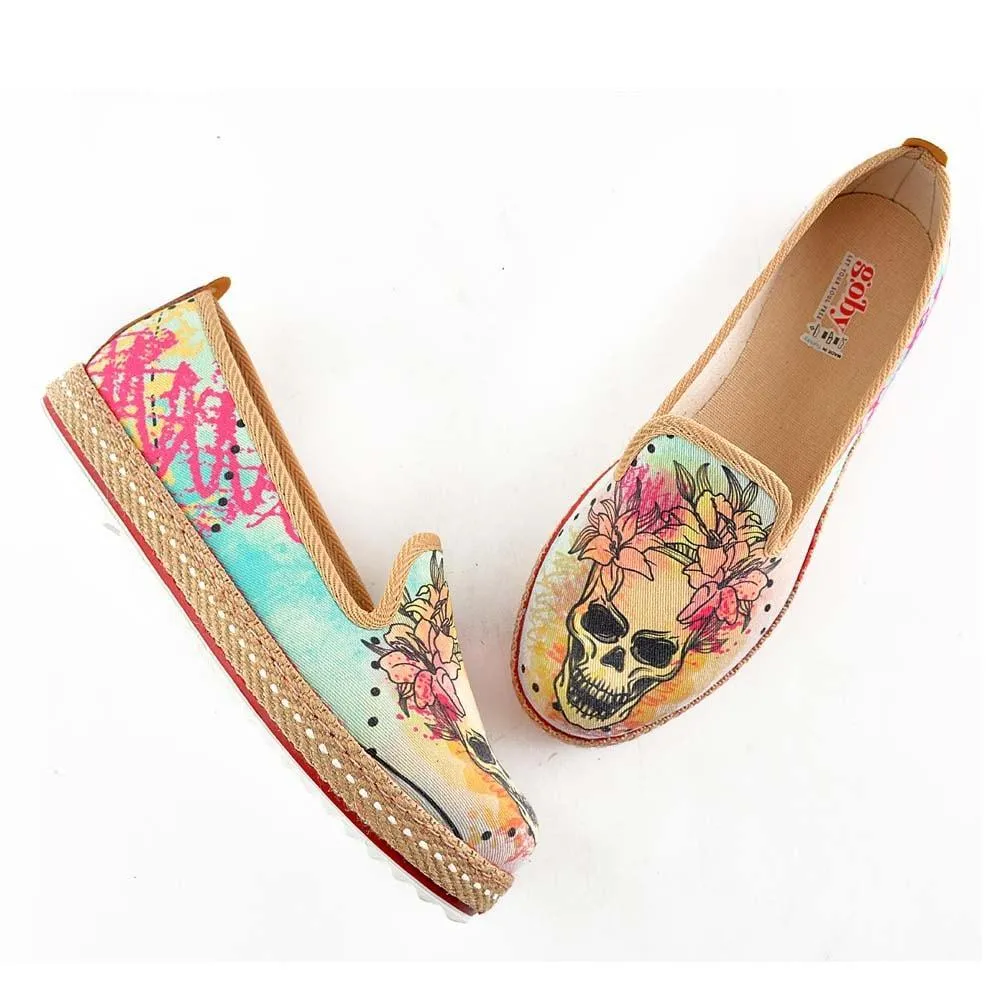 Flowering Skull Slip on Sneakers Shoes HVD1469