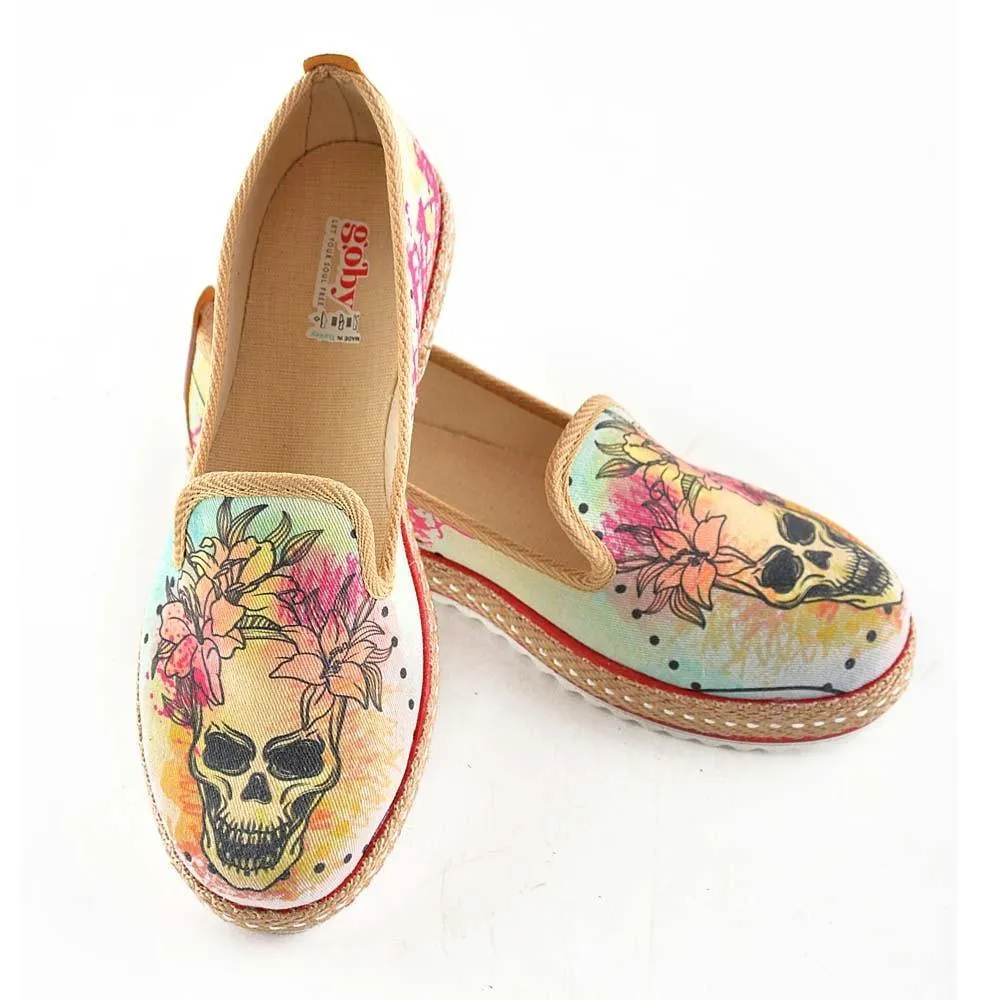 Flowering Skull Slip on Sneakers Shoes HVD1469