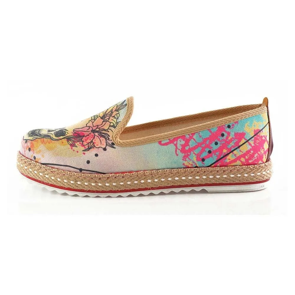 Flowering Skull Slip on Sneakers Shoes HVD1469