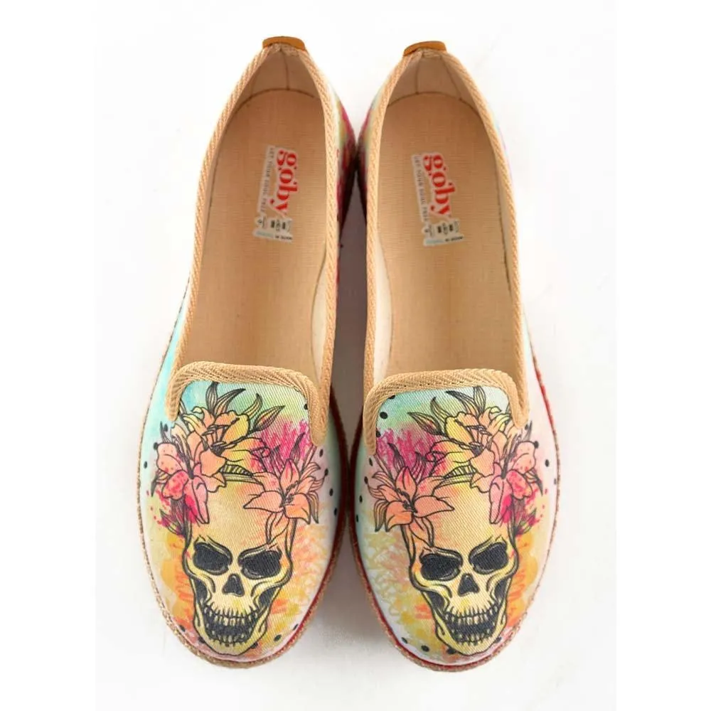 Flowering Skull Slip on Sneakers Shoes HVD1469