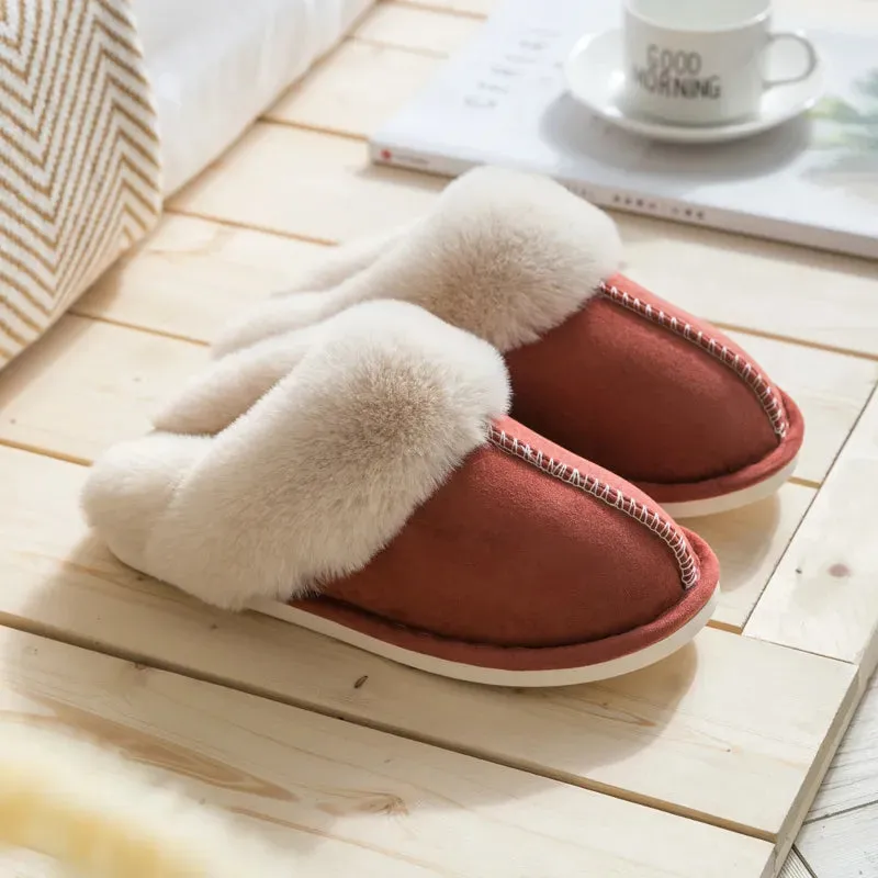 Fur Slippers Women for Home - Warm Winter