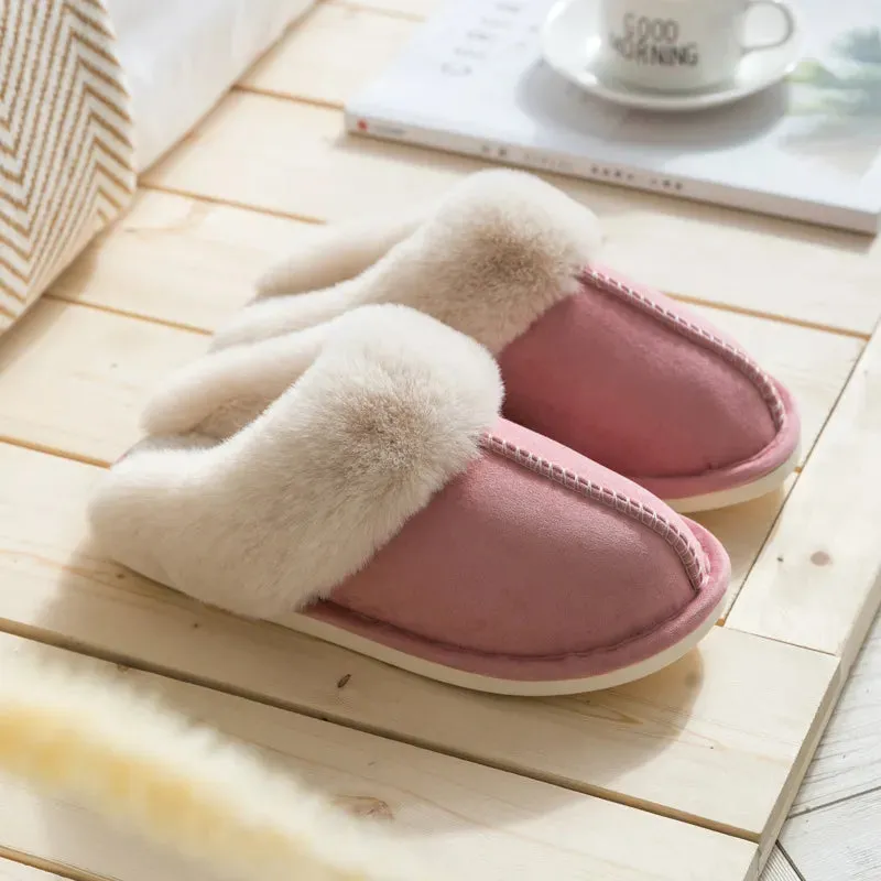 Fur Slippers Women for Home - Warm Winter