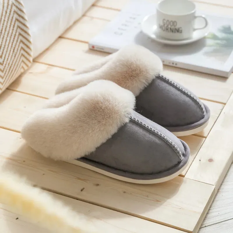 Fur Slippers Women for Home - Warm Winter