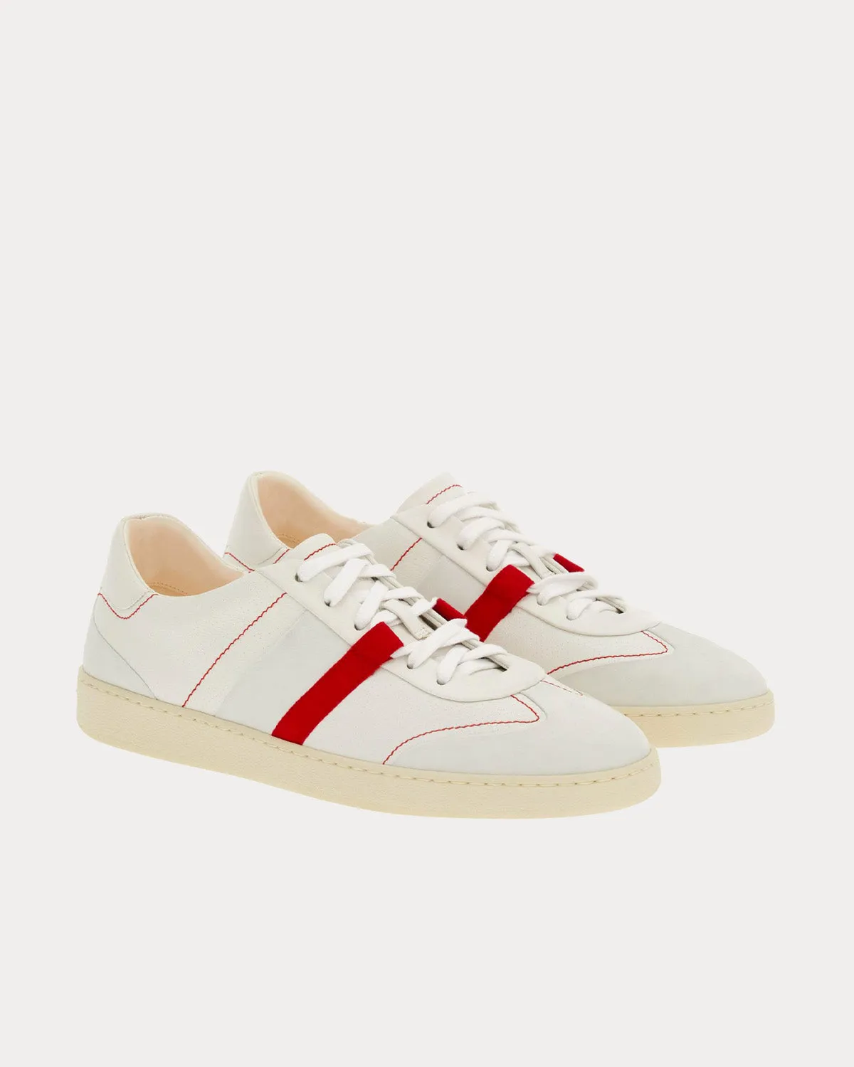 Fussbett Bandage Leather & Suede White / Red Low Top Sneakers
