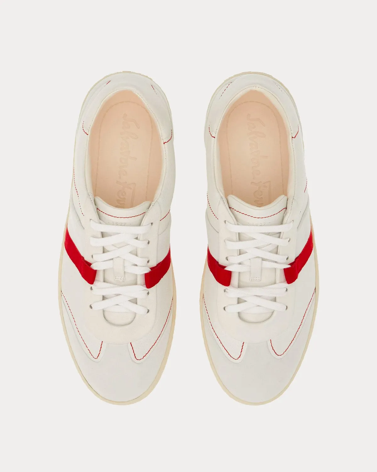 Fussbett Bandage Leather & Suede White / Red Low Top Sneakers