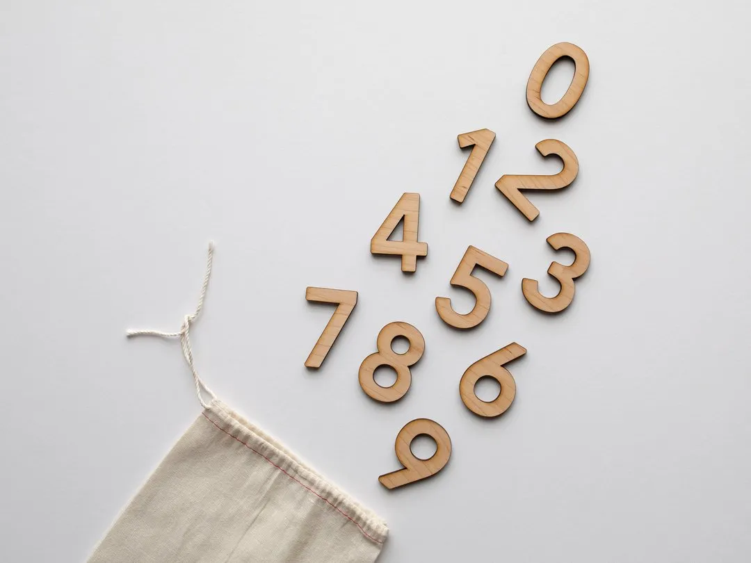 GLADFOLK Simple Set -Wooden Number Set • Wood Numerals in Maple