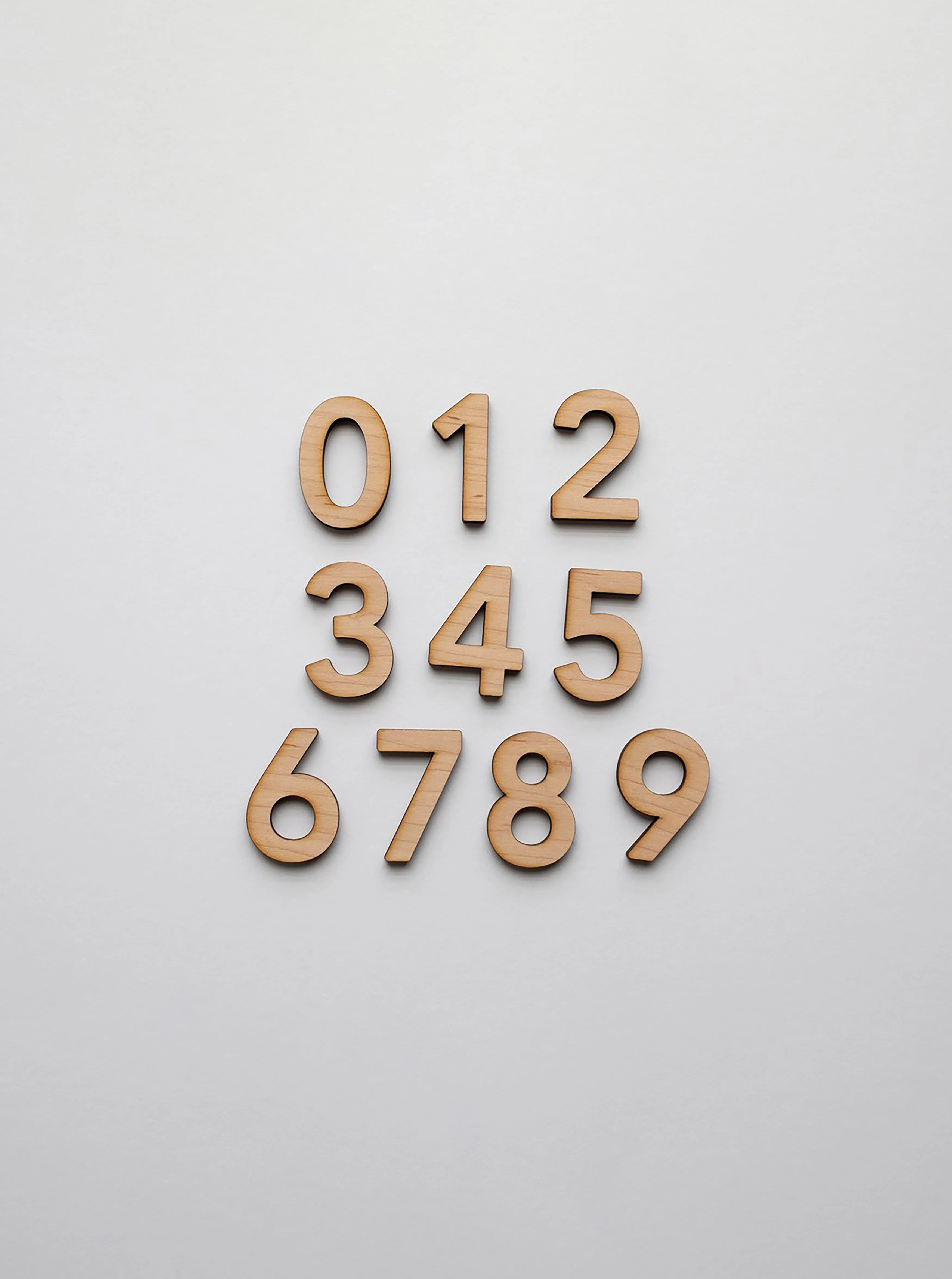GLADFOLK Simple Set -Wooden Number Set • Wood Numerals in Maple