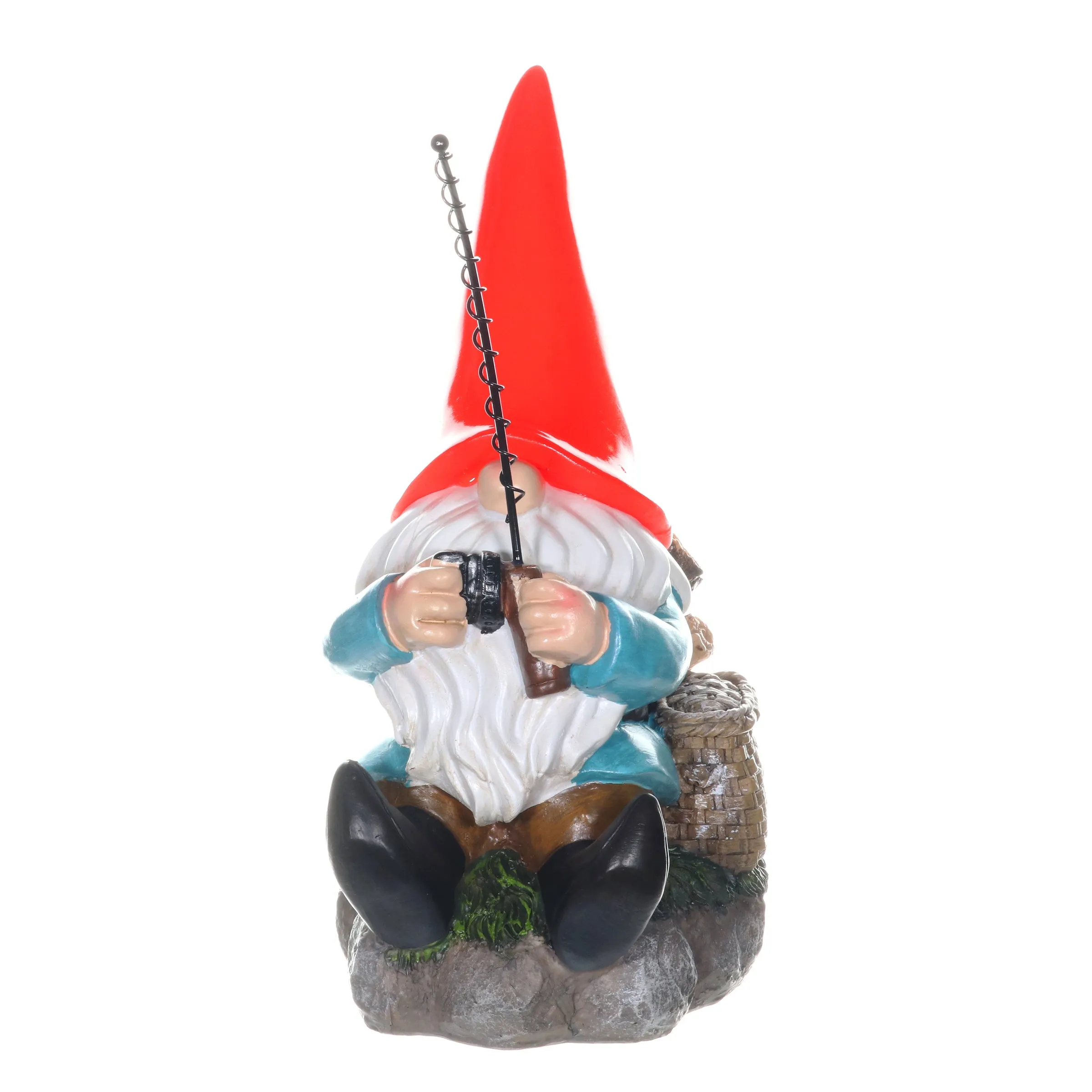 Good Time Solar Fishing Freddy Red Hat Gnome Statue, 12 Inch