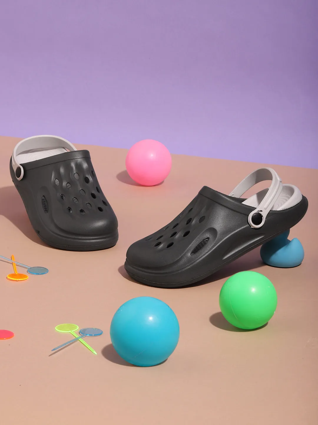 Grey Stylish Slip-On Clogs For Kids-Unisex (TC-LCLOG3-GRY)