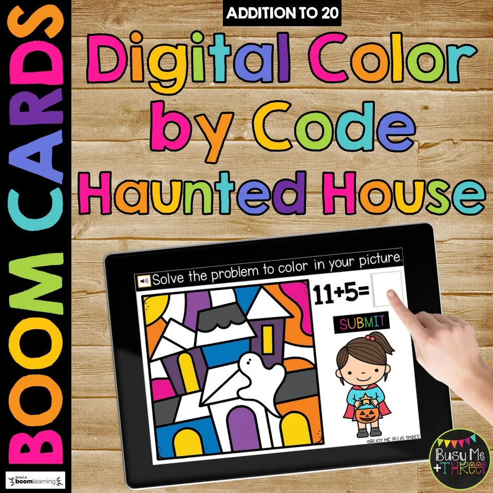 Halloween Color by Code Boom Cards™ BUNDLE Distance Learning Add and Subtract