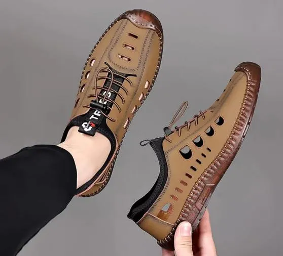 Handmade Soft Flat Bottom Breathable Hole Shoes