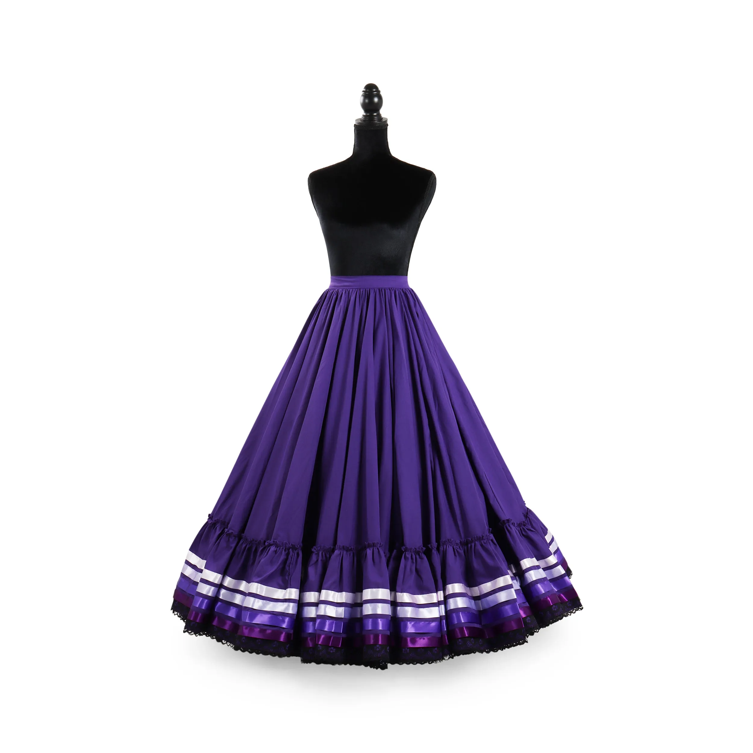 Hoja de Maiz Doble Vuelo Folklórico Practice Skirt – Morado
