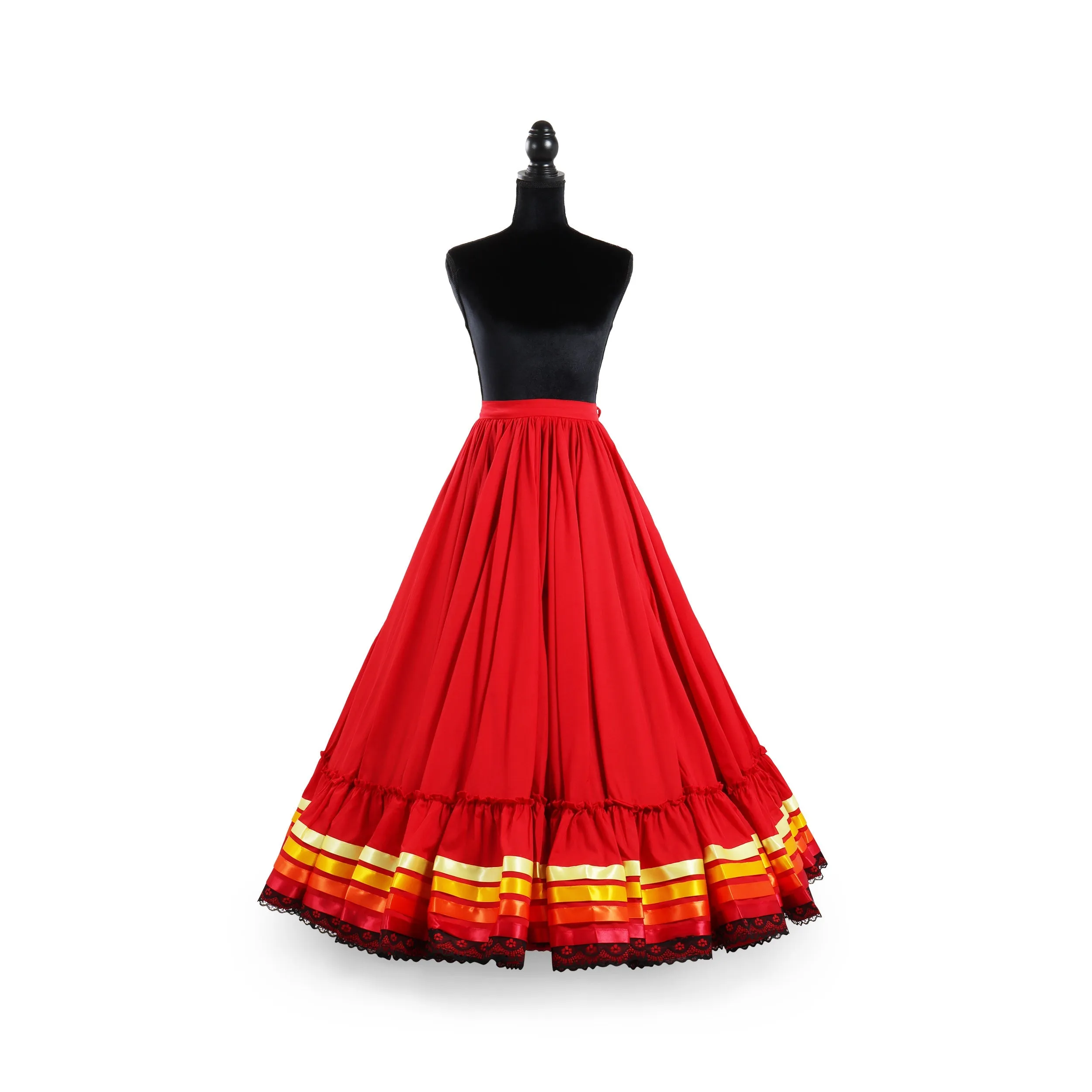 Hoja de Maiz Doble Vuelo Folklórico Practice Skirt – Rojo