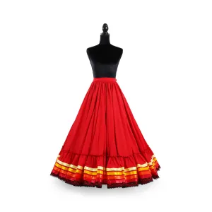 Hoja de Maiz Doble Vuelo Folklórico Practice Skirt – Rojo