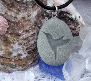Hummingbird seeker of the Good Things in life necklace - Engraved Beach Stone Pendant