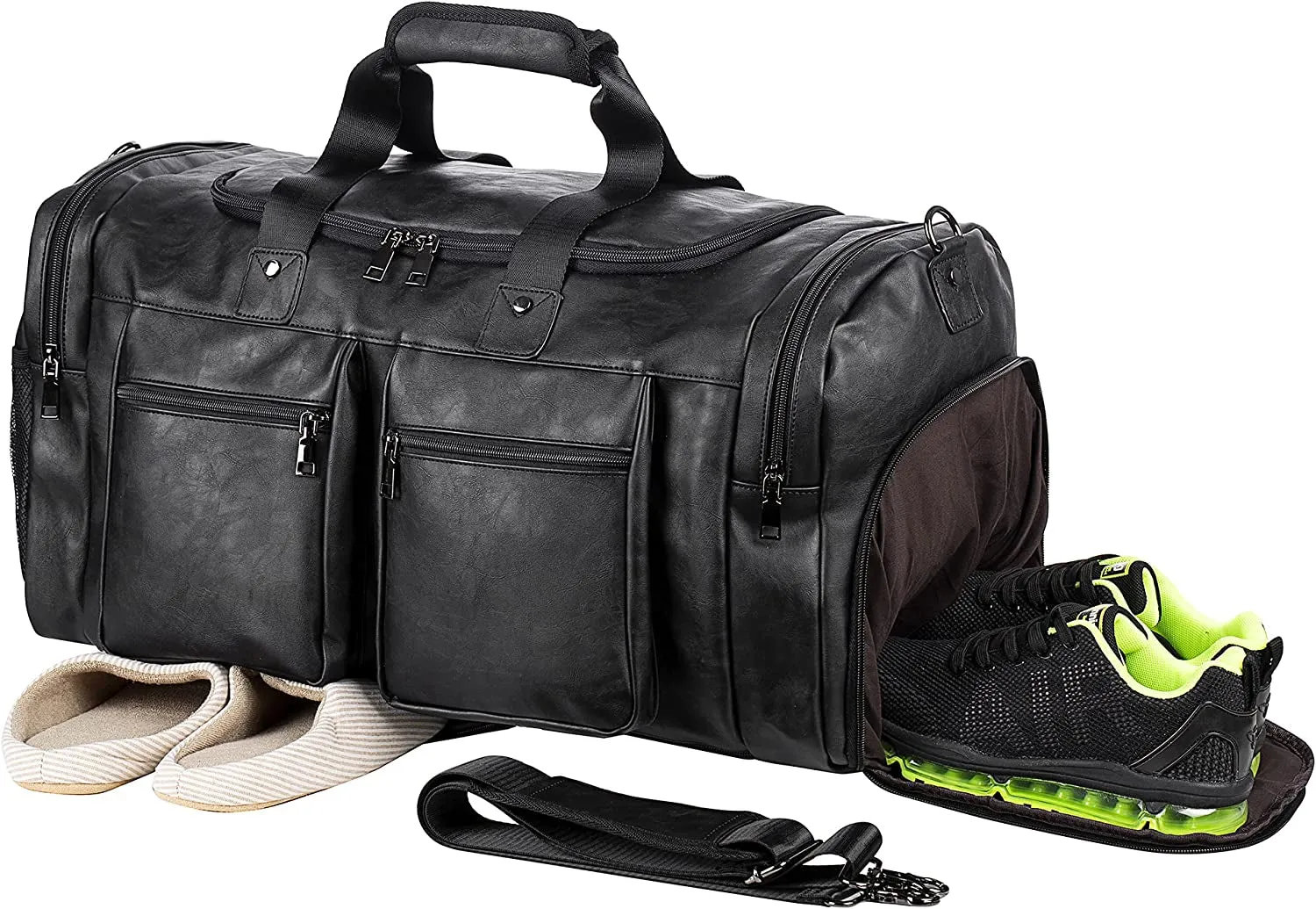 Leather Travel Bag with Shoe Pouch