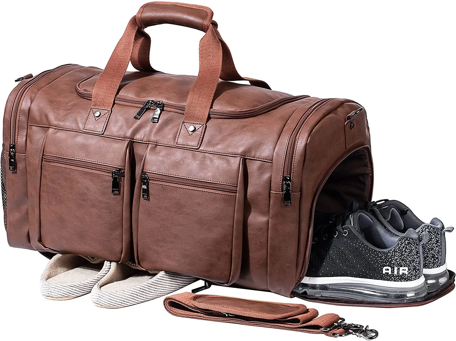 Leather Travel Bag with Shoe Pouch
