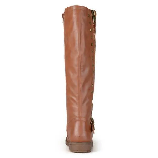 Low Heel Buckle Rivets Knee High Boots