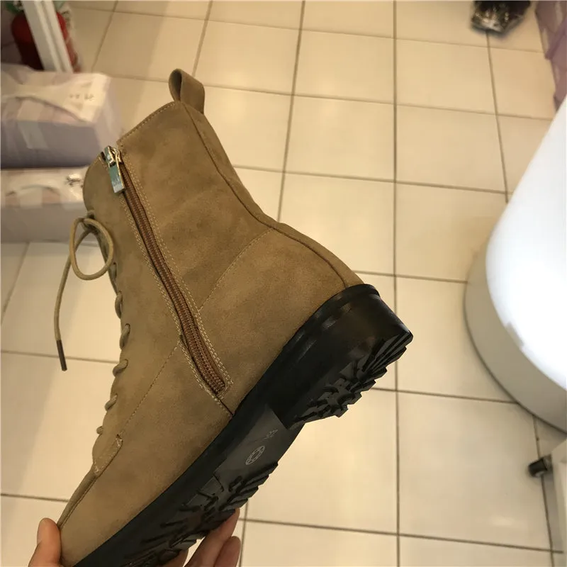LUXE SEVEN DESIGN LACE UP ANKLE BOOTS