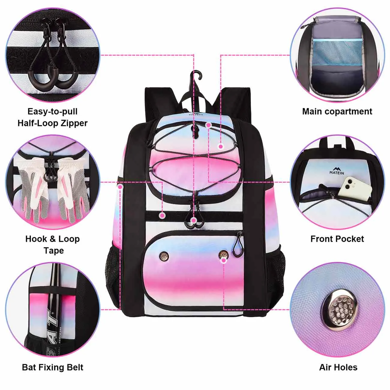 Matein Pink Softball Bag