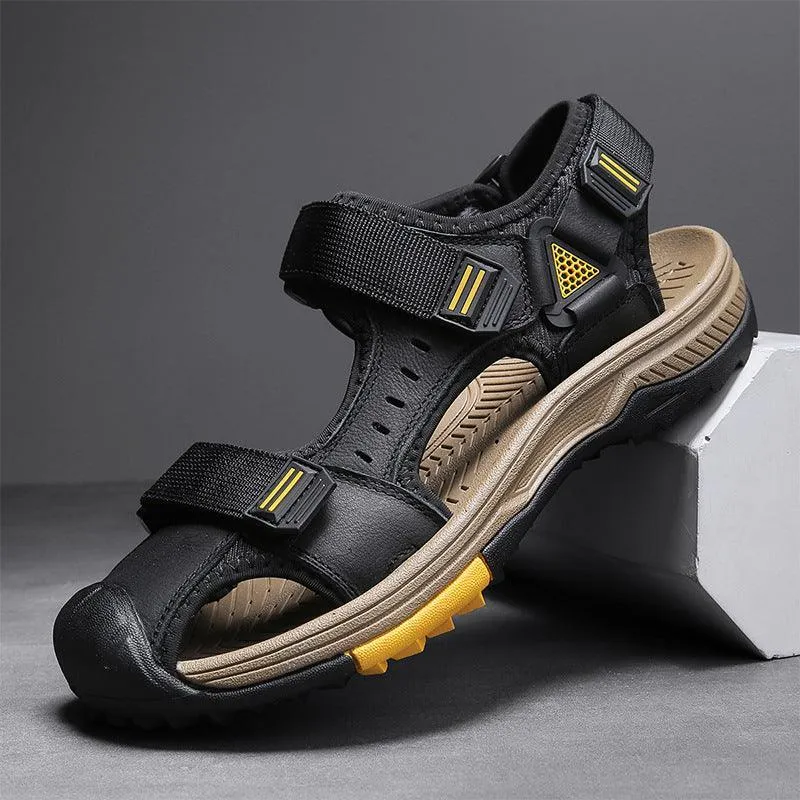 Men’s Baotou Leather Sandals - Outdoor Breathable Casual