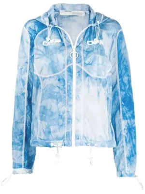 OFF-WHITE Blue Tie-dye Logo Windbreaker