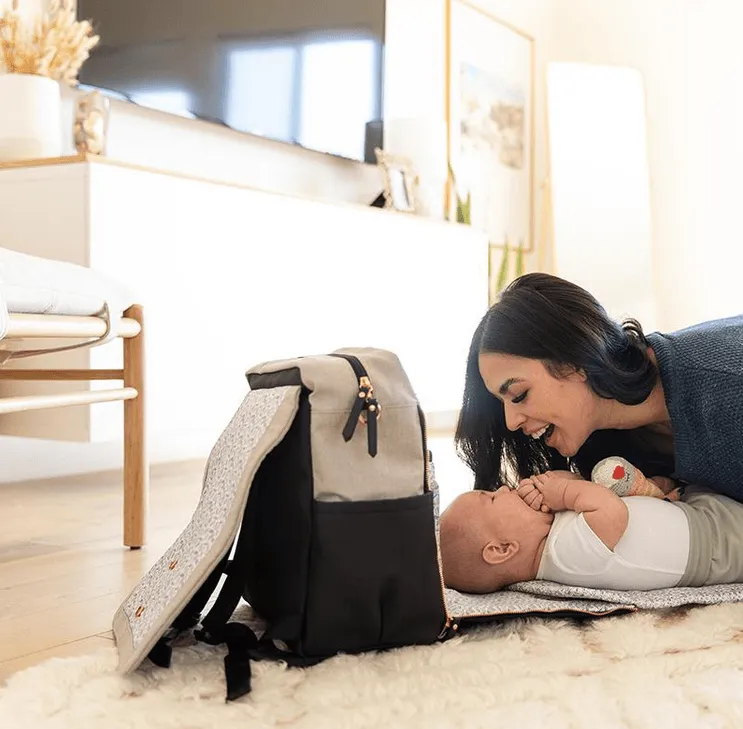 Petunia Pickle Bottom Boxy Backpack in Sand/Black