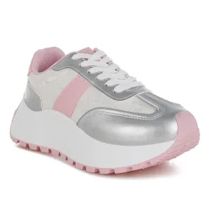 Print Embroidery Detail Metallic Sneakers
