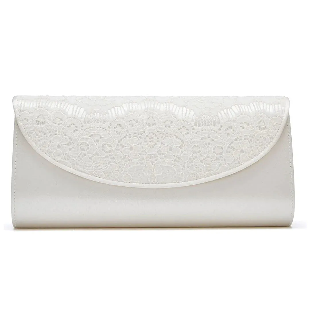 Rainbow Club Ivory Satin and Lace Bridal Bag Melody
