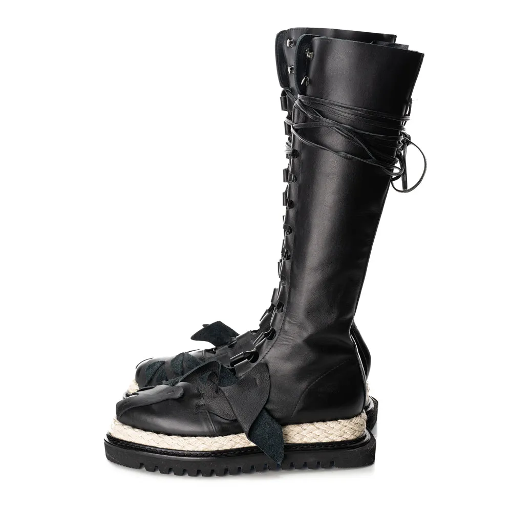 Seagulls black leather lace-up boots - summer edition