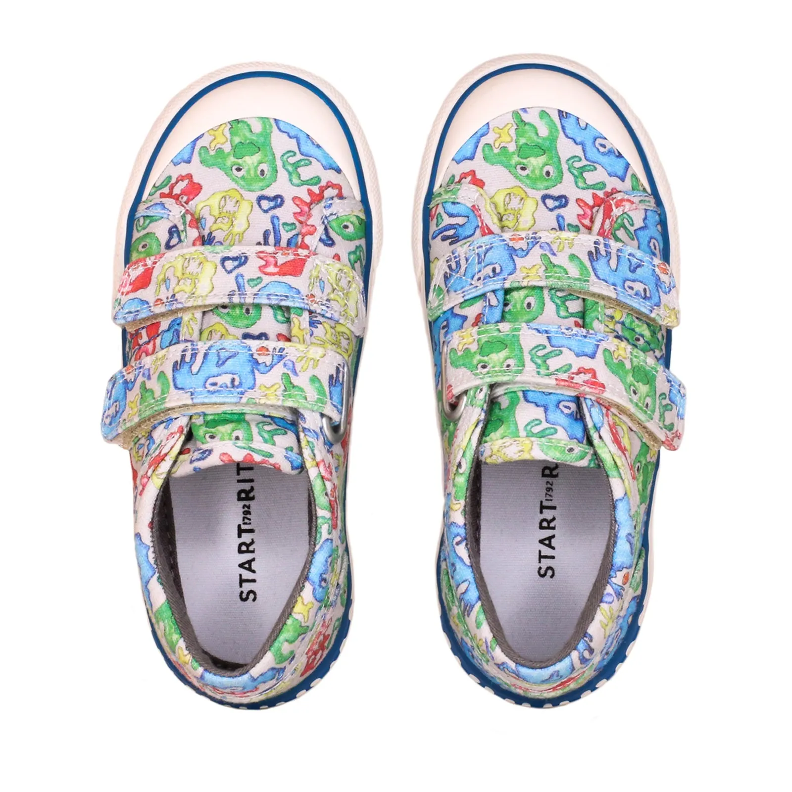 Start-Rite Slime 6187_5 Grey/Multi Monster Print Canvas Shoes