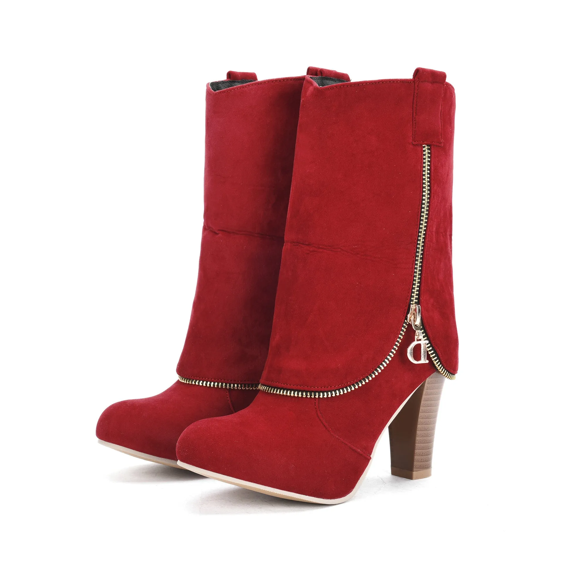 Suede High Heel side zip Martin Boots