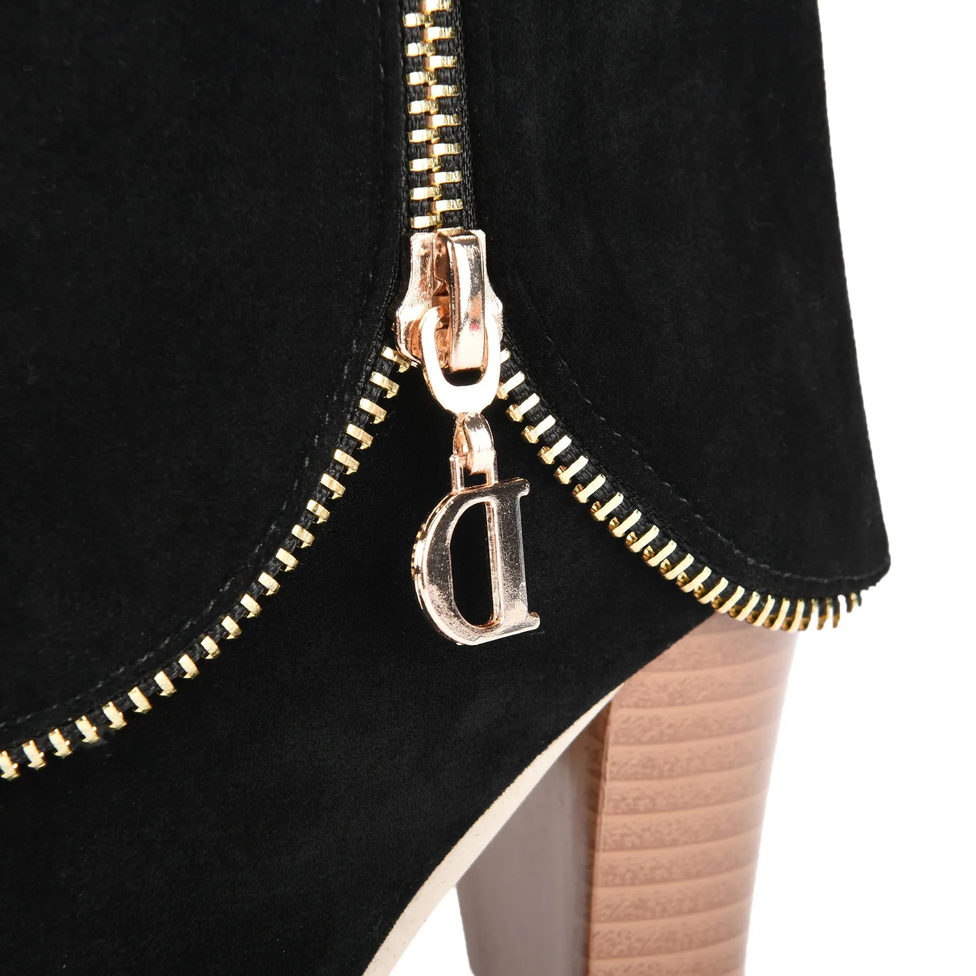 Suede High Heel side zip Martin Boots