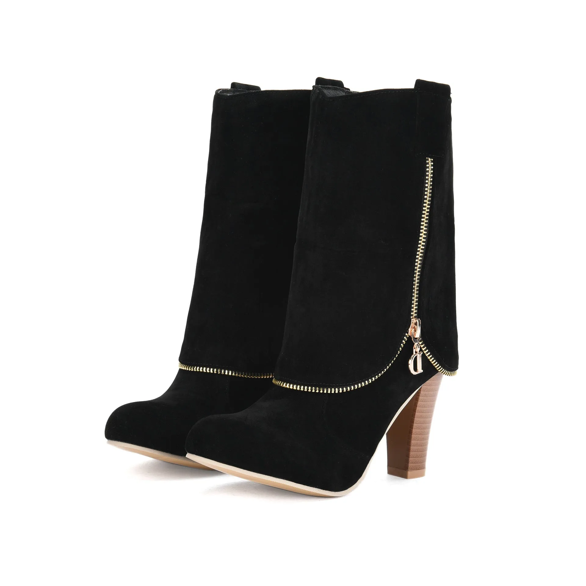 Suede High Heel side zip Martin Boots