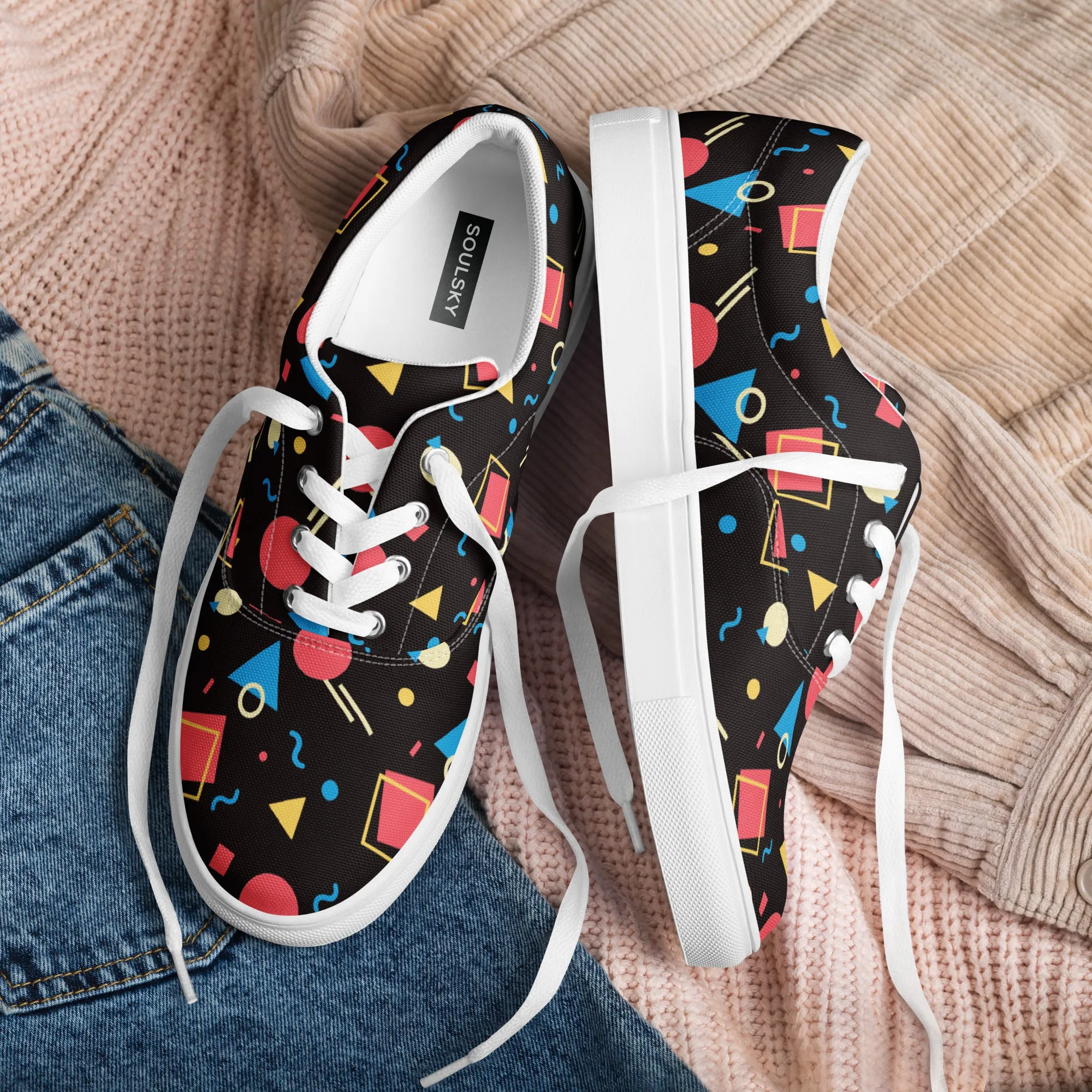 WATERMELON SUMMER Men’s Lace-Up Canvas Shoes