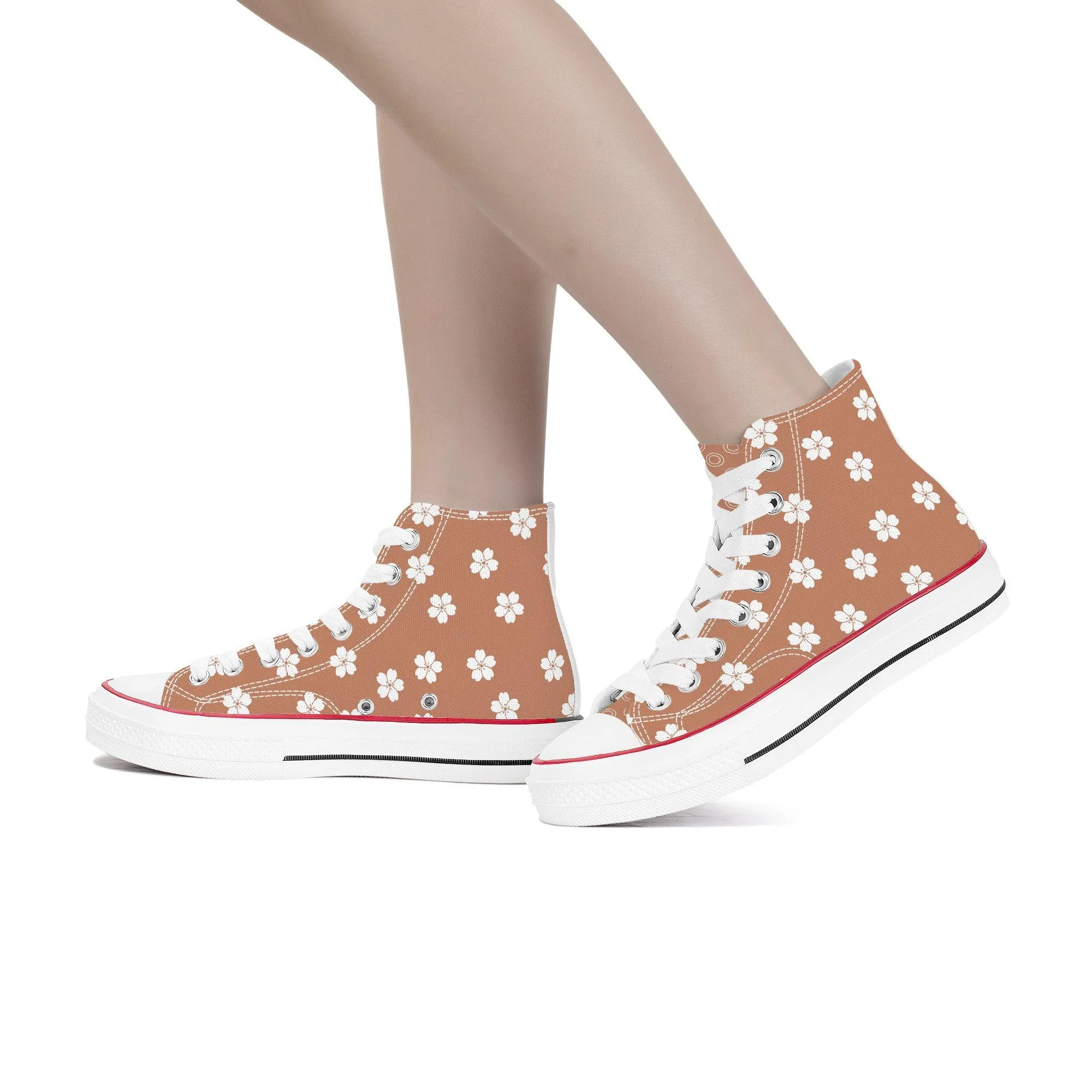 White Sakura Red Amber High Tops