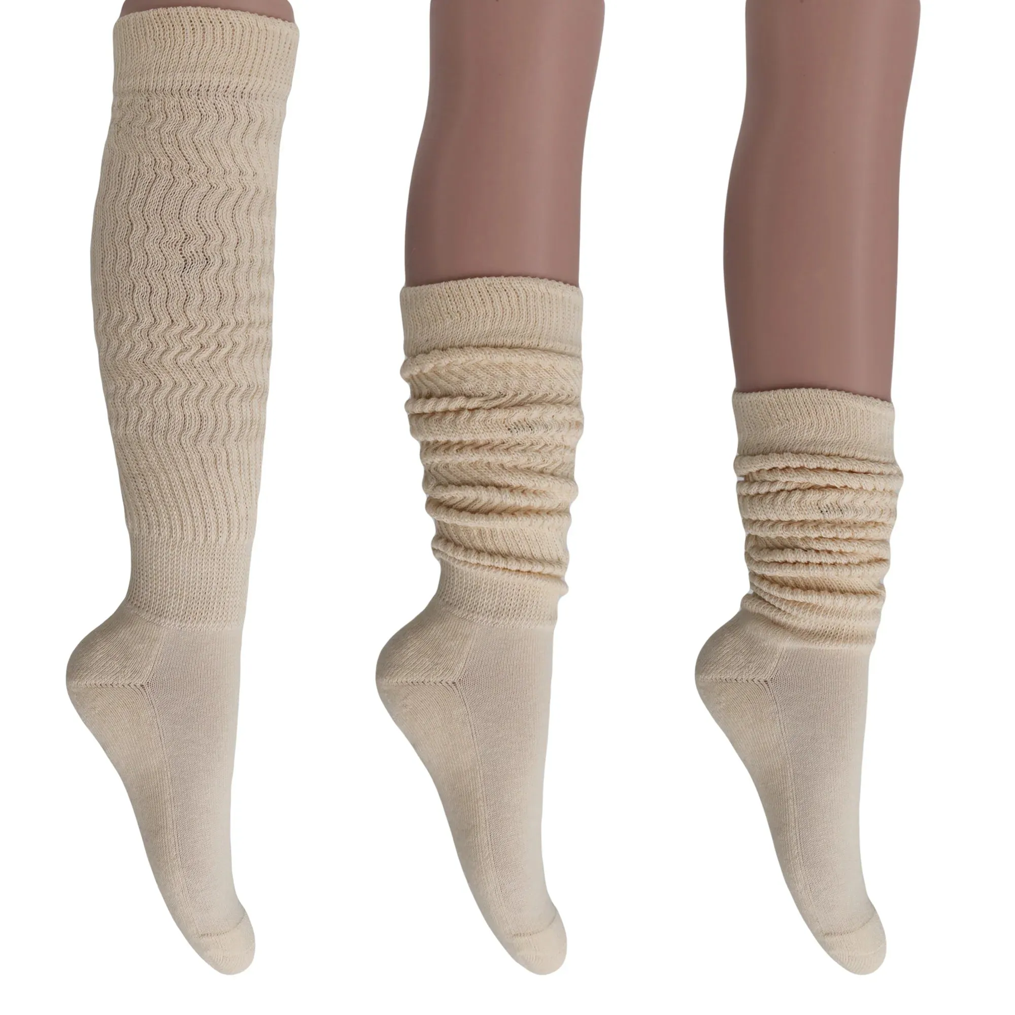 Women'S Extra Long Heavy Slouch Cotton Socks – 3 Pairs, Size 9-11