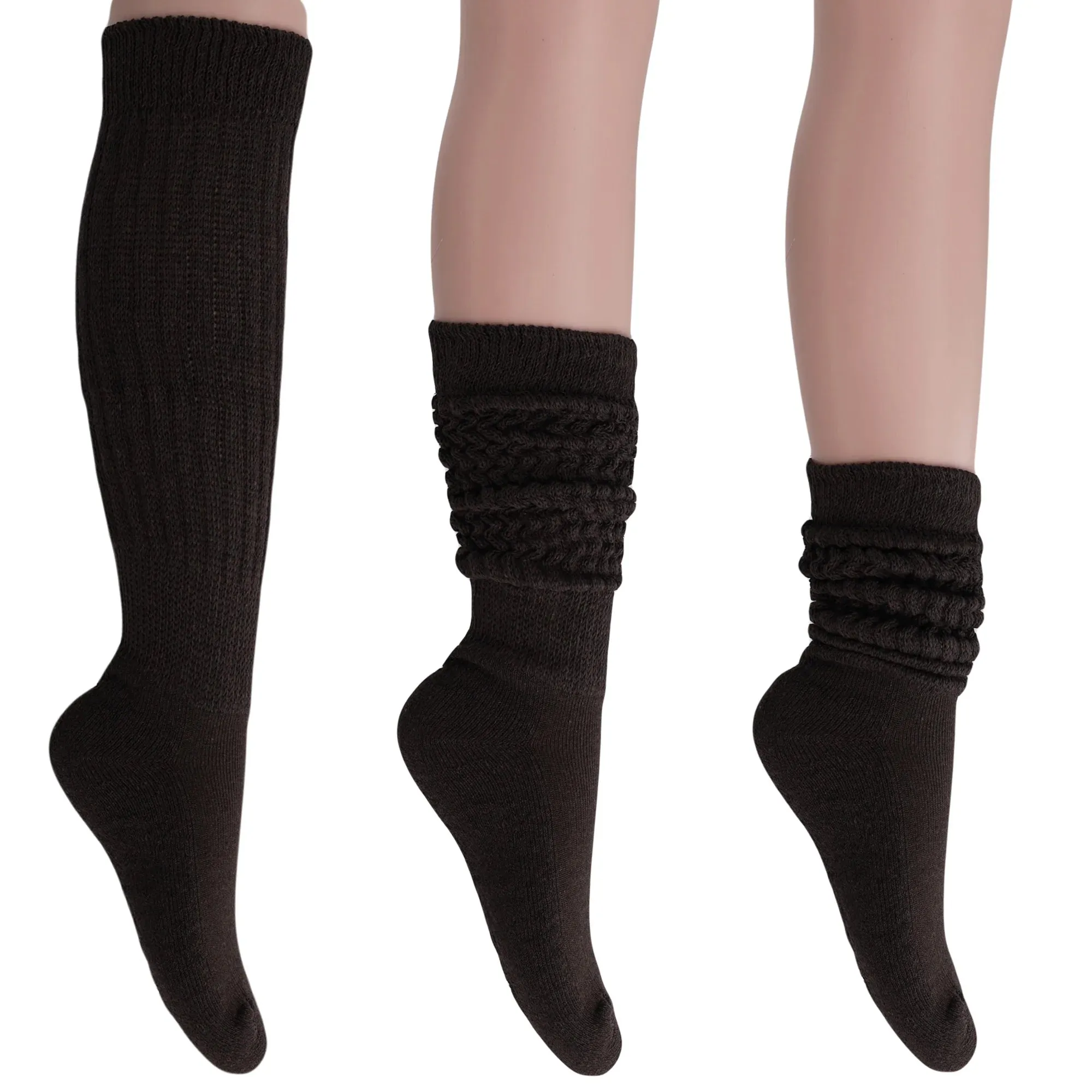 Women'S Extra Long Heavy Slouch Cotton Socks – 3 Pairs, Size 9-11