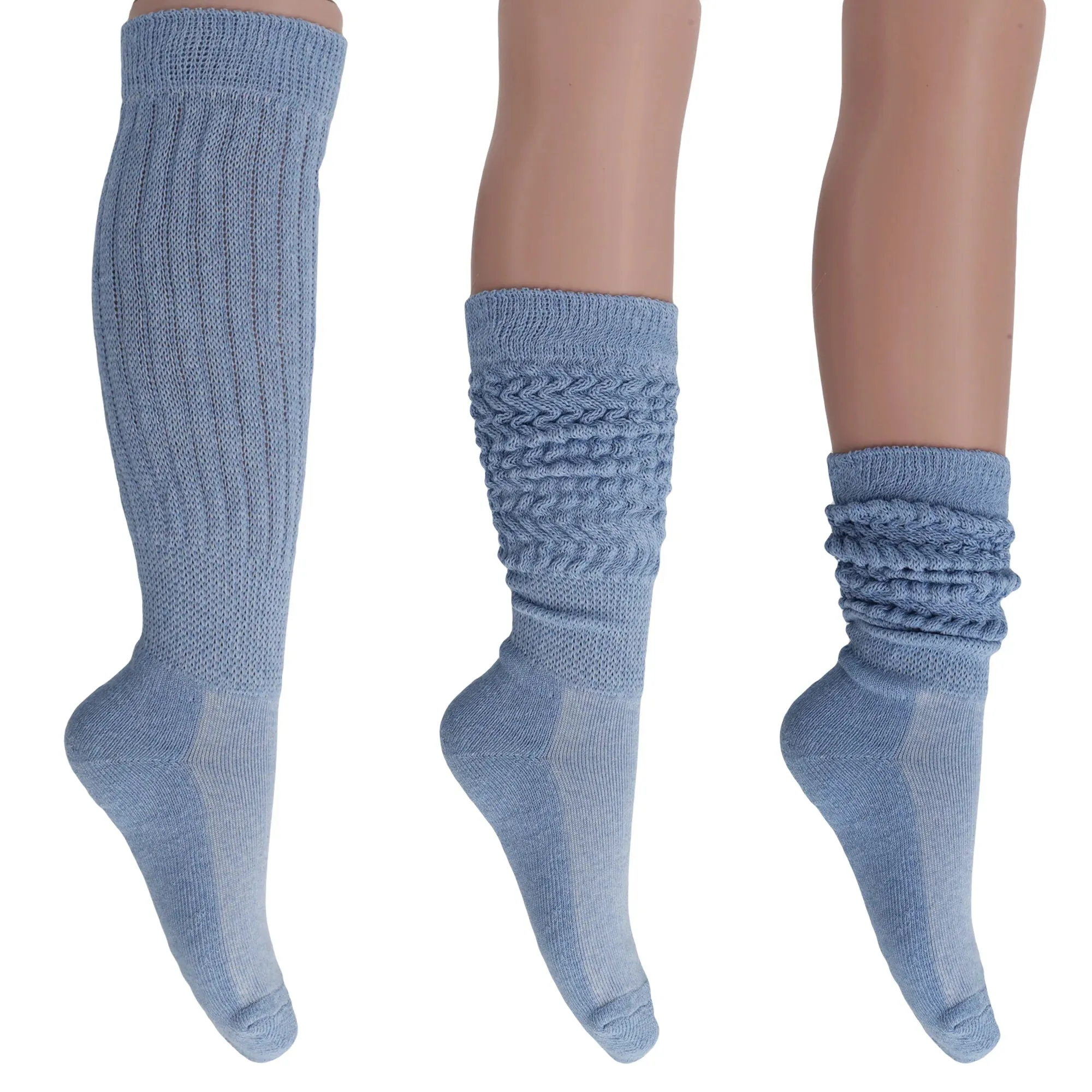 Women'S Extra Long Heavy Slouch Cotton Socks – 3 Pairs, Size 9-11