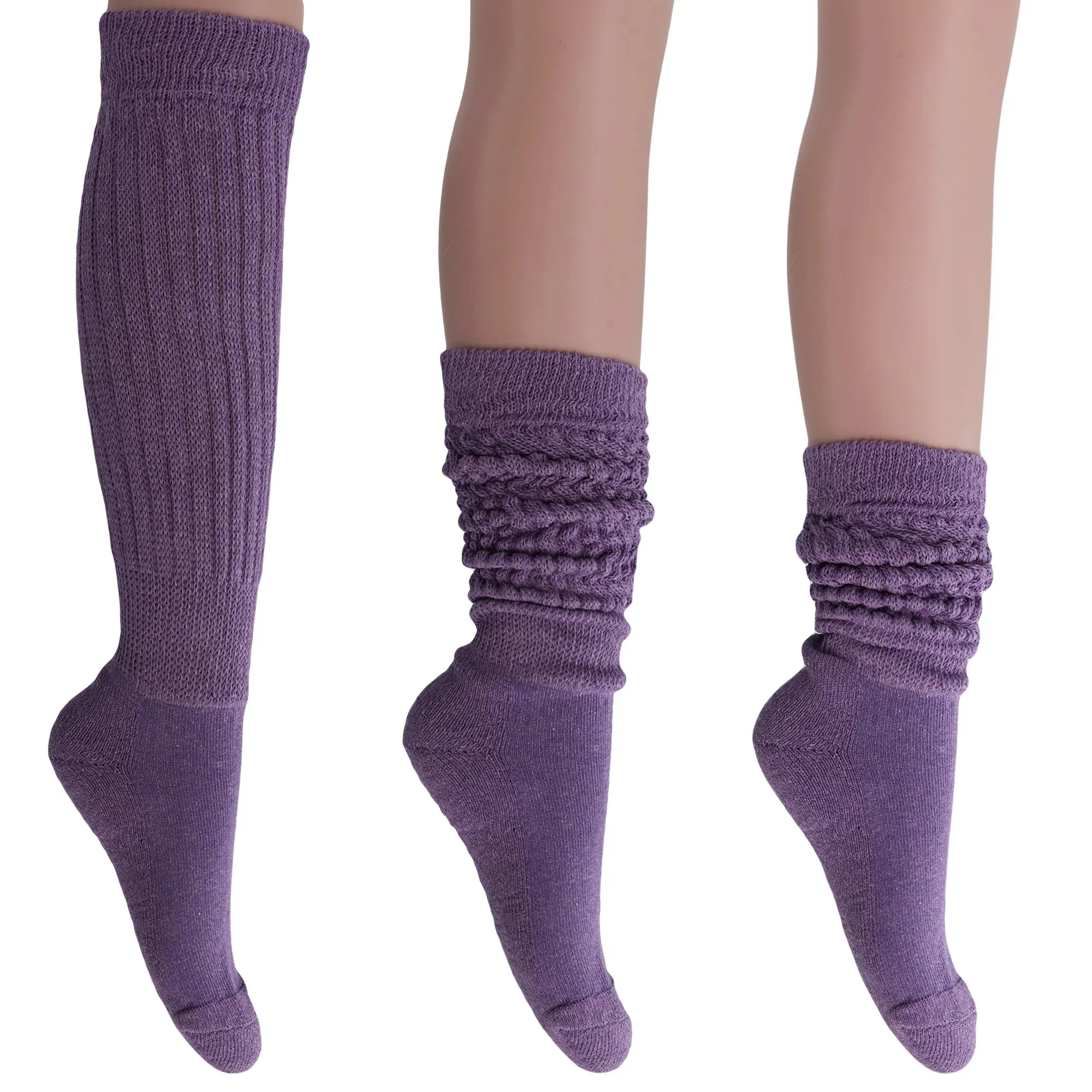 Women'S Extra Long Heavy Slouch Cotton Socks – 3 Pairs, Size 9-11
